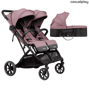 Cochecito gemelar tour twin max con un capazo de Casualplay