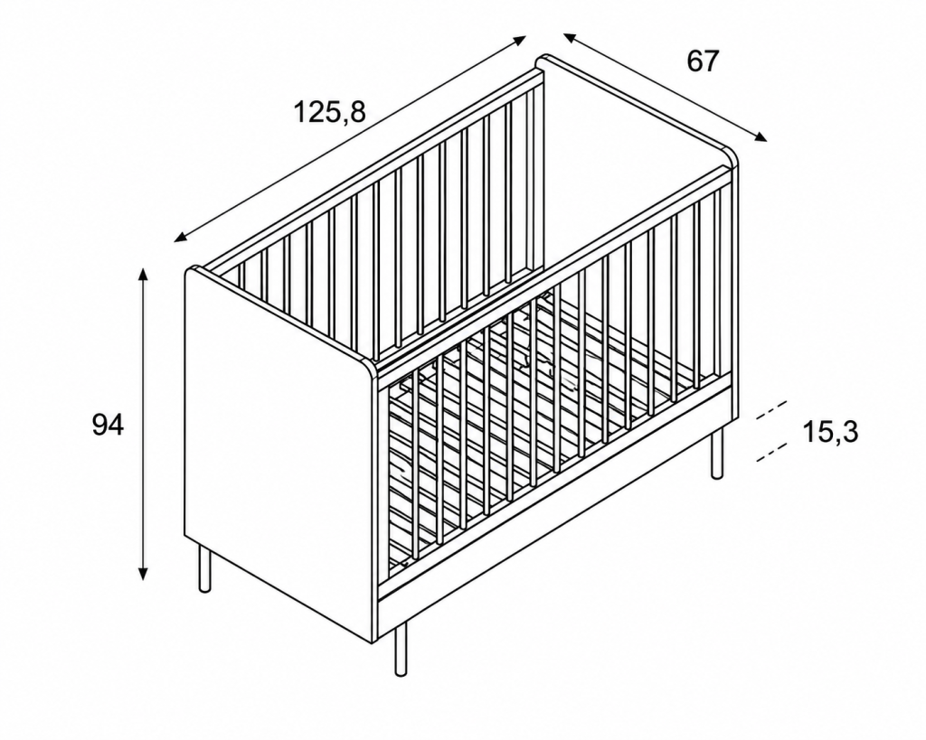 cuna con patas metálicas ártic 120x60 de ros
