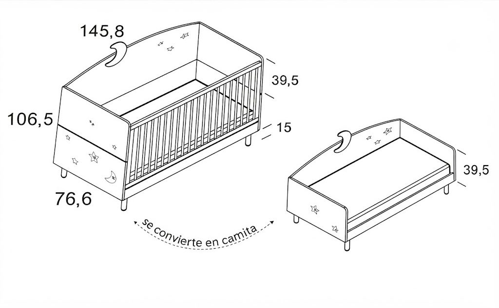 cuna convertible en camita star mr. wonderful 140x70 de ros 1 cuna convertible en camita star mr. wonderful 140x70 de ros