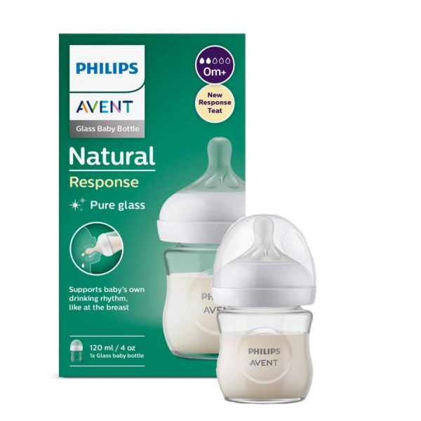 biberon natural response de cristal de 120ml con tetina t2 de 0m+ de philips avent