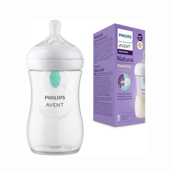 biberon natural response con airfree de 260ml con tetina t3 de 1m+ de avent