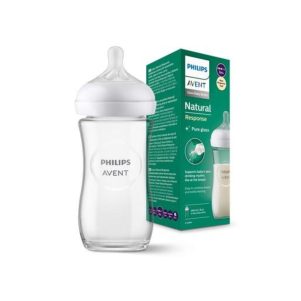 Biberon Natural Response de cristal de 240ml con tetina t3 de 1m+ de philips avent
