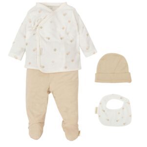 Conjunto primera puesta 4 piezas (jubon y polaina) (0/1m) punto 50% algodón + 50% bambú de Casual by Bimbidreams