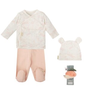 Conjunto primera puesta 4 piezas (jubon y polaina) (0/1m) punto 50% algodón + 50% bambú de Class by Bimbidreams