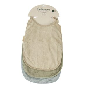 Pack 3 baberos impermeables (27,5x34) rizo 50% algodón + 50% bambú de Bimbidreams