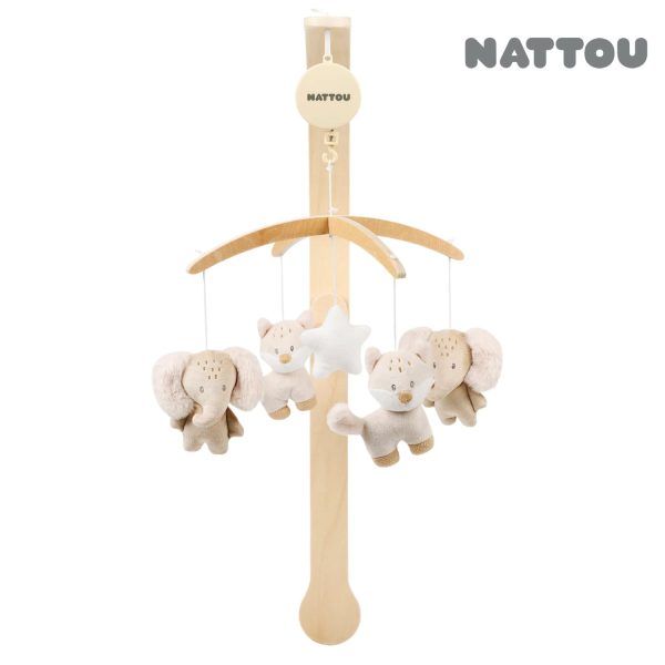 móvil musical de madera de nattou