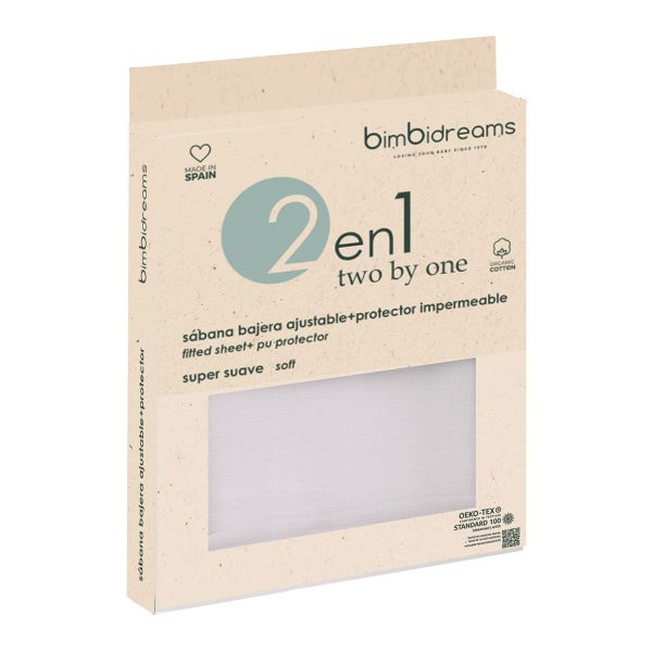 sabana bajera cuna ajustable impermeable 2 en 1 - algodon organico basics de bimbidreams