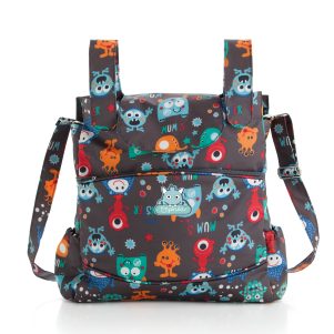 Bolso talega con cambiador microfibra monsters de Bimbidreams