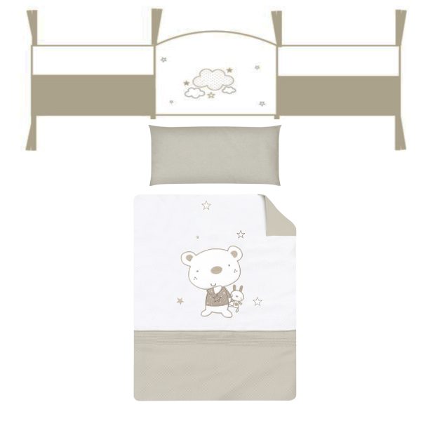 funda nórdica cuna + relleno + protector + funda almohada osito star de bimbidreams