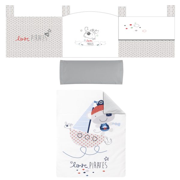 78013320 funda nórdica cuna + relleno + protector + funda almohada pirate de bimbidreams