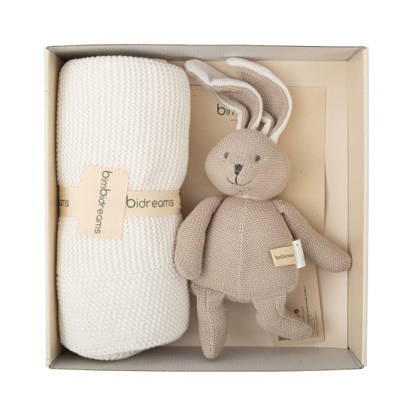 caja de regalo nº 2 - manta y peluche conejo tricot basics de bimbidreams