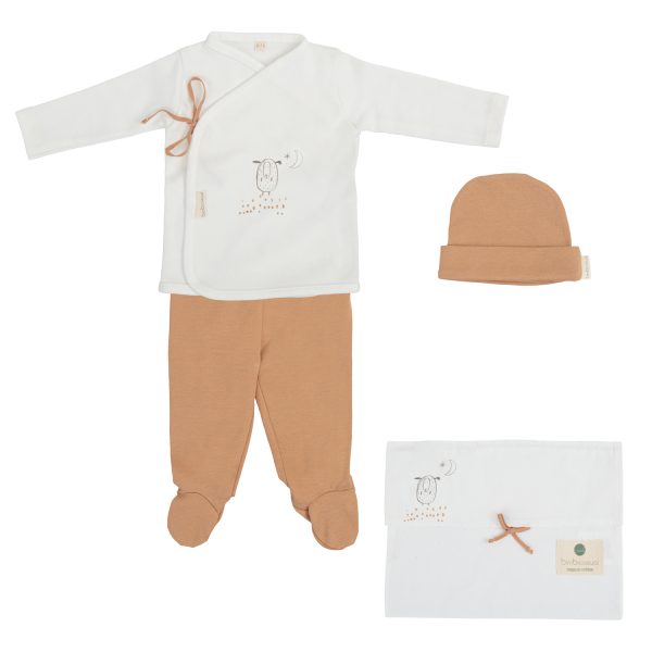 set nacimiento - 4p (jubon, polaina, gorrito y bolsa de muda) ovejitas de bimbidreams