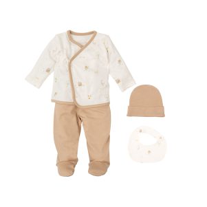 Set Nacimiento - 4p (jubon, Polaina, Gorrito y Babero 19x19) Farm de Bimbidreams