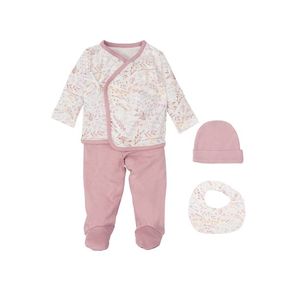 set nacimiento - 4p (jubon, polaina, gorrito y babero 19x19) s.night de bimbidreams