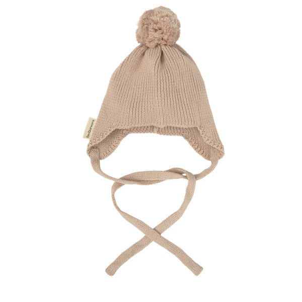 gorro bebé con pompom tricot lino 0-1 mes de bimbidreams