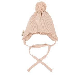 Gorro bebé con pompom Tricot Rosa 0-1 Mes de Bimbidreams