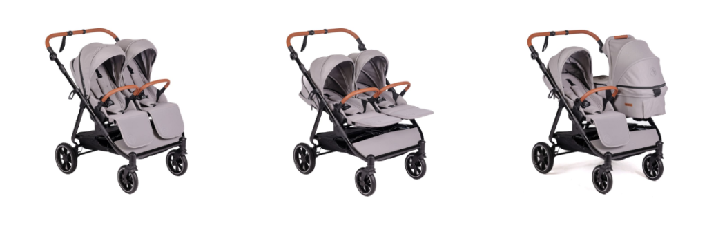 cochecito gemelar easytwin 5 2 sillas + 1 capazo – para hermanos de distintas edades | baby monsters